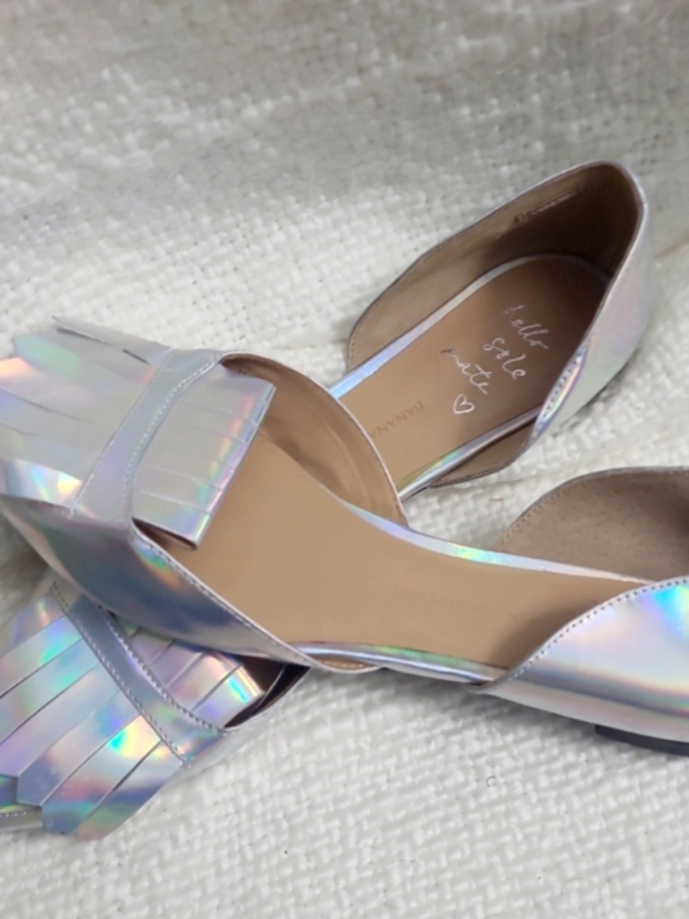 Banana Republic Iridescent Silver Pointed D'Orsay Flats